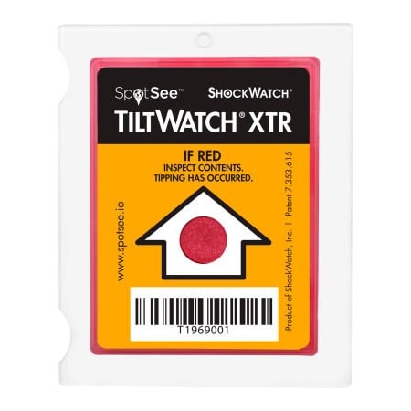 Shockwatch SpotSee TiltWatch XTR Tilt Indicator W/ Anti Vibration Mechanism, 100/Box 24101
